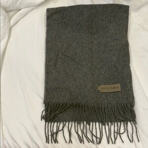 New SFERRA Charcoal Wool Scarf with Fringe